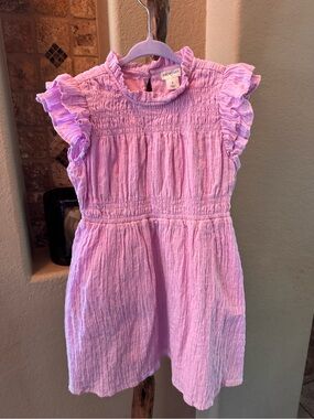 Crewcuts Pink Purple Ruffle-Sleeve Smocked Casual Dress